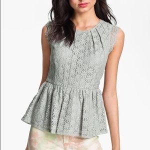 Gray Peplum Lace Top